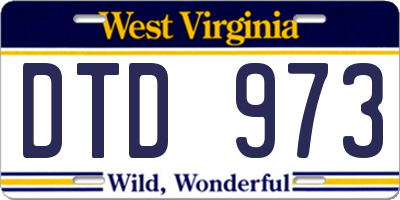 WV license plate DTD973