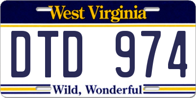 WV license plate DTD974