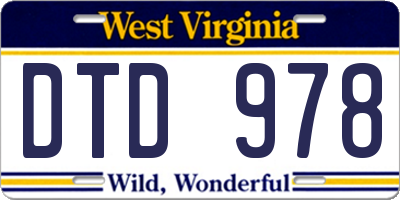 WV license plate DTD978