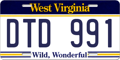 WV license plate DTD991