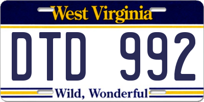 WV license plate DTD992