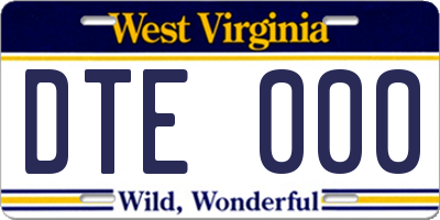 WV license plate DTE000