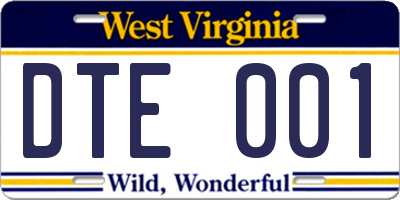 WV license plate DTE001