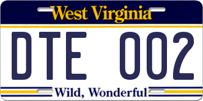 WV license plate DTE002