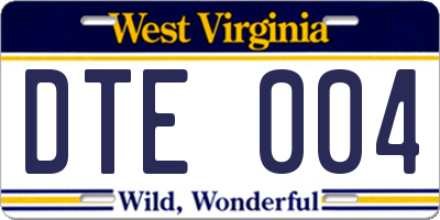 WV license plate DTE004