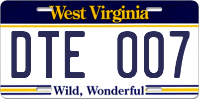 WV license plate DTE007