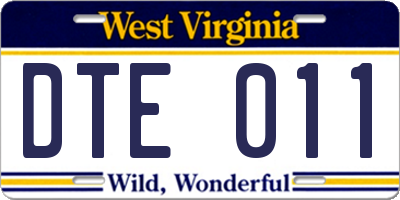 WV license plate DTE011