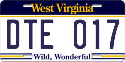 WV license plate DTE017