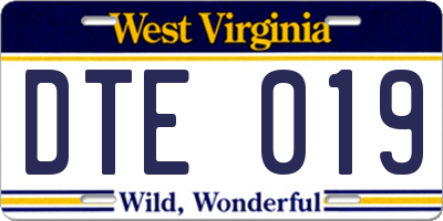 WV license plate DTE019