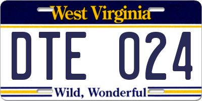 WV license plate DTE024