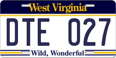 WV license plate DTE027