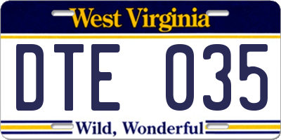 WV license plate DTE035