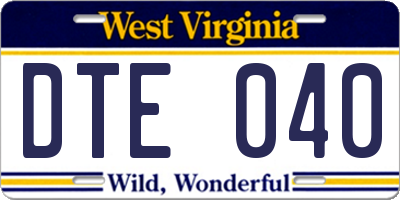 WV license plate DTE040