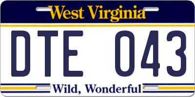 WV license plate DTE043