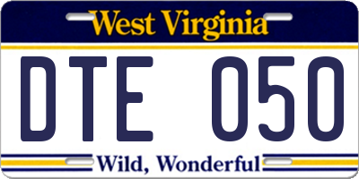 WV license plate DTE050