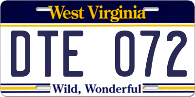 WV license plate DTE072