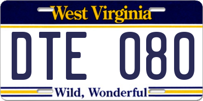 WV license plate DTE080