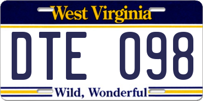 WV license plate DTE098