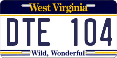 WV license plate DTE104