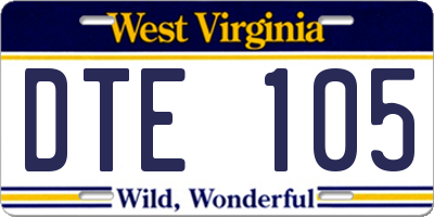 WV license plate DTE105