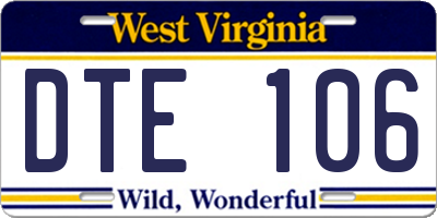 WV license plate DTE106
