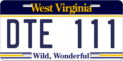 WV license plate DTE111