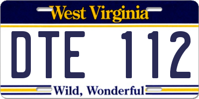 WV license plate DTE112