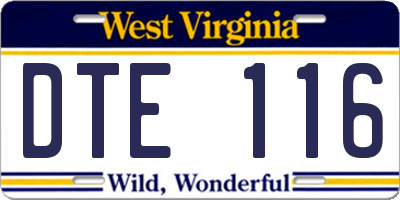 WV license plate DTE116
