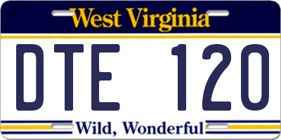 WV license plate DTE120