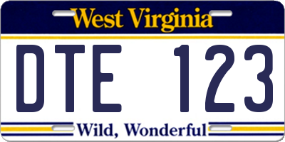 WV license plate DTE123