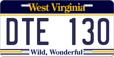 WV license plate DTE130