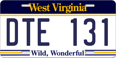 WV license plate DTE131