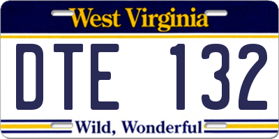 WV license plate DTE132