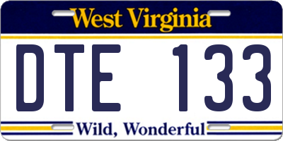 WV license plate DTE133