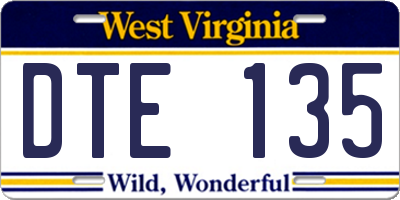 WV license plate DTE135