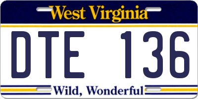 WV license plate DTE136