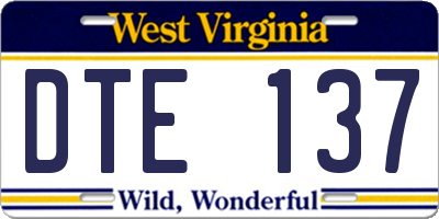 WV license plate DTE137