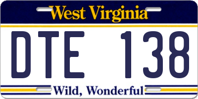 WV license plate DTE138