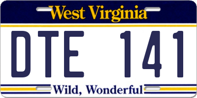 WV license plate DTE141