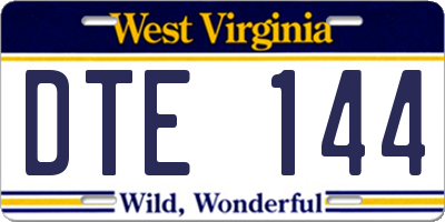 WV license plate DTE144
