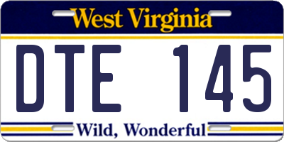 WV license plate DTE145