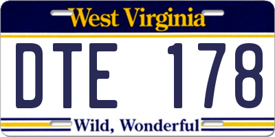 WV license plate DTE178