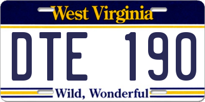 WV license plate DTE190