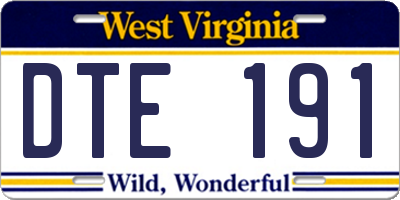 WV license plate DTE191