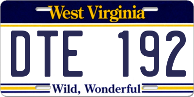 WV license plate DTE192