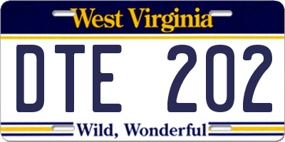WV license plate DTE202