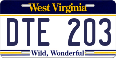 WV license plate DTE203