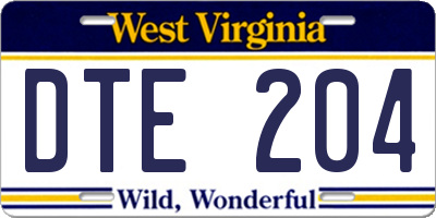 WV license plate DTE204