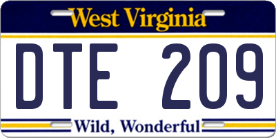 WV license plate DTE209