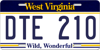 WV license plate DTE210